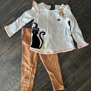 Mud Pie Halloween Black Cat Tunic Set